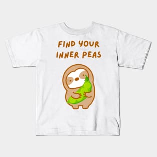 Find Your Inner Peace Peas Sloth Kids T-Shirt